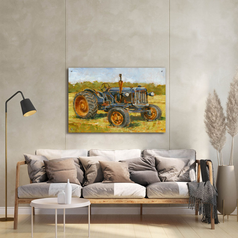 «Rustic Tractors 3» par Ethan Harper, art mural en verre acrylique, H 24 po x l 36 po x P 0,2 po