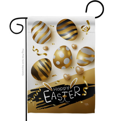 Drapeau de jardin en polyester 19 x 13 po Golden Eggs Party