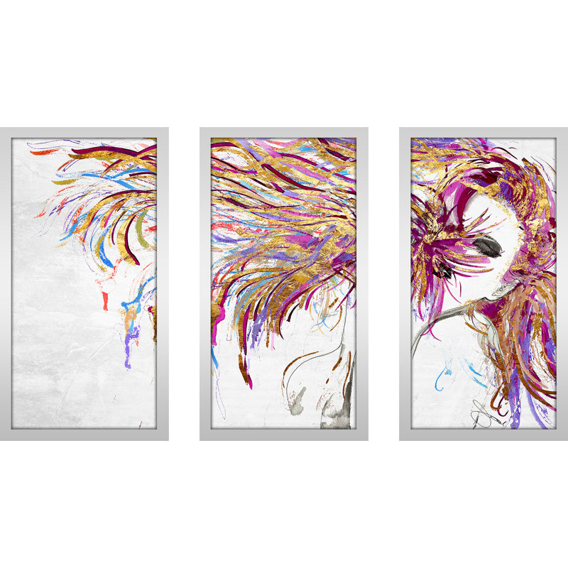 « fouet » par jodi, ensemble de 3 reproductions d’art encadrées, H 33,5 po x l 52,5 po x P 1 po