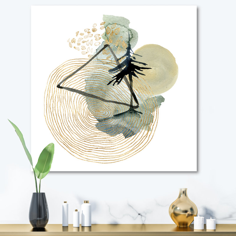 " Abstract Landscape Of Mountains Moon And Tree ", 16" H x 16" W x 1" D, Wrapped Canvas