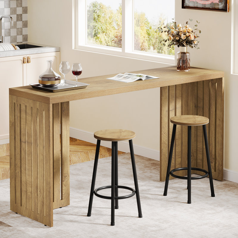 Fenko Pub Height Dining Table, Light Oak