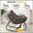 Dark Gray Egg Rocking Chair with Ottoman, All-Weather Wicker and Plush Cushions for Ultimate Relaxation-19737291