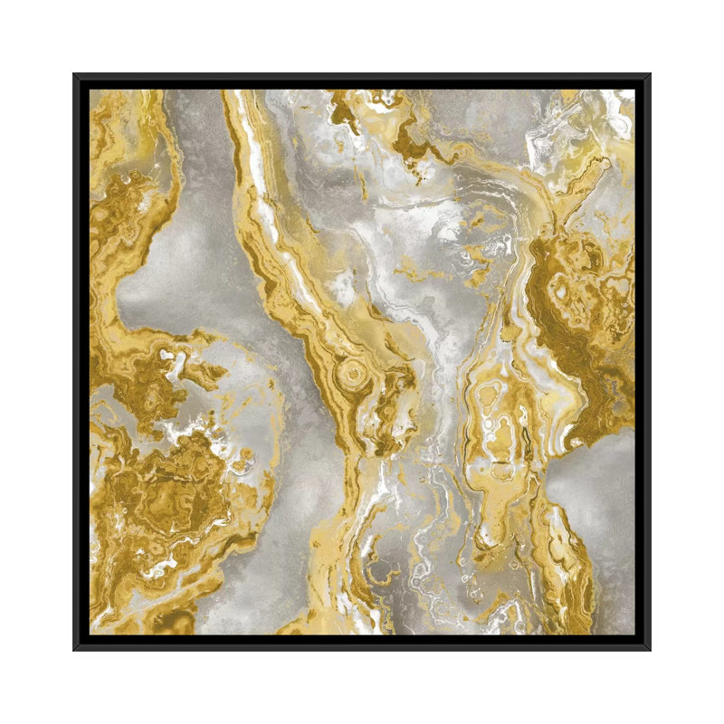 «Onyx Golden», impression sur toile, H 18 po x l 18 po x P 1,5 po, Toile avec cadre noir, Pas de tapis