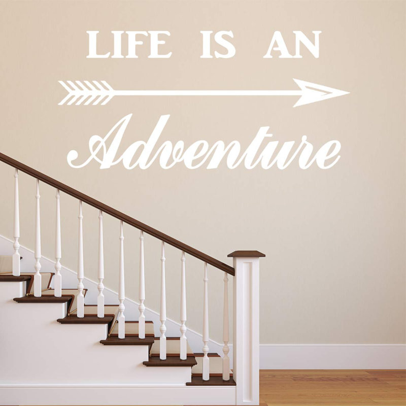 Décalcomanie murale « life is a adventurer adventurer », H 15 po x l 30 po, Blanc