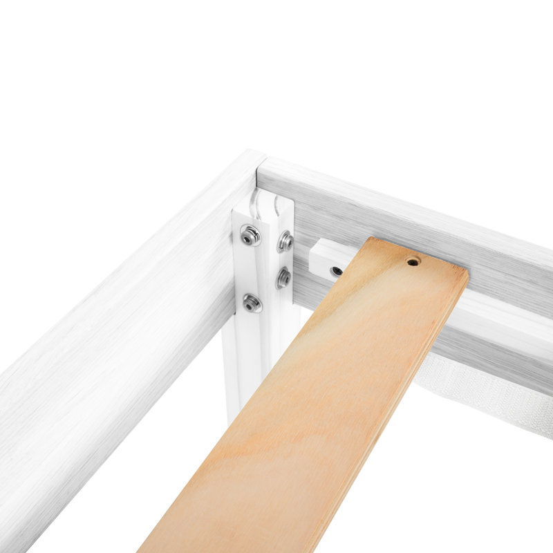 Lit plateforme en bois massif de 14 po Kailianna, Blanc, Simple