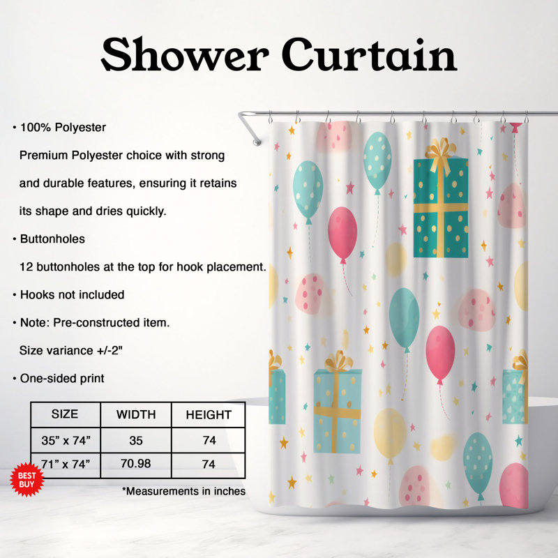 Célébration - rideau de douche Premium, H 74 po x l 71 po
