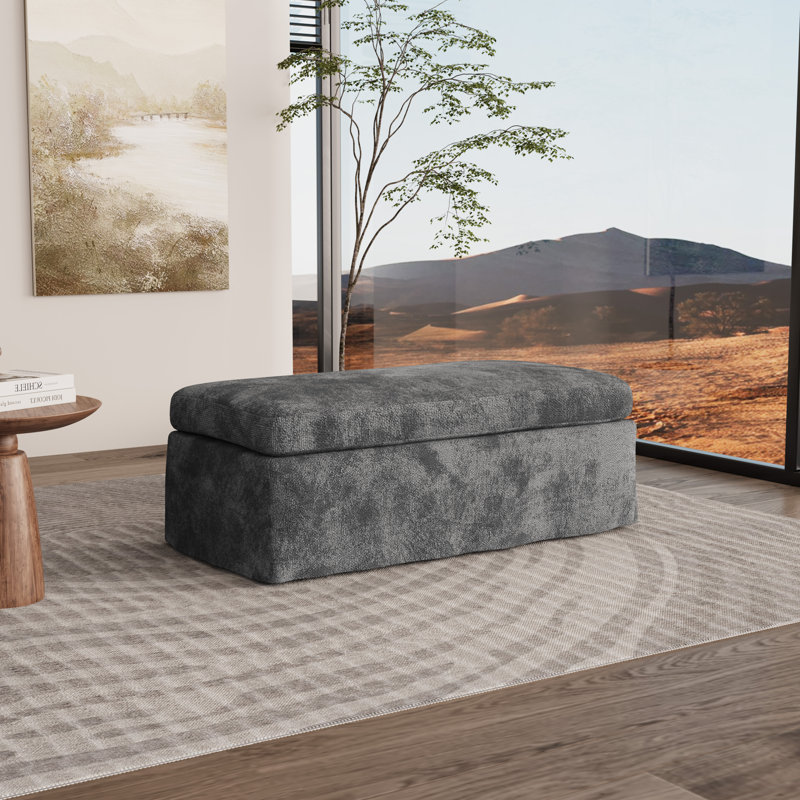 Grand repose-pieds rembourré avec housse 45,8 po, Gris anthracite