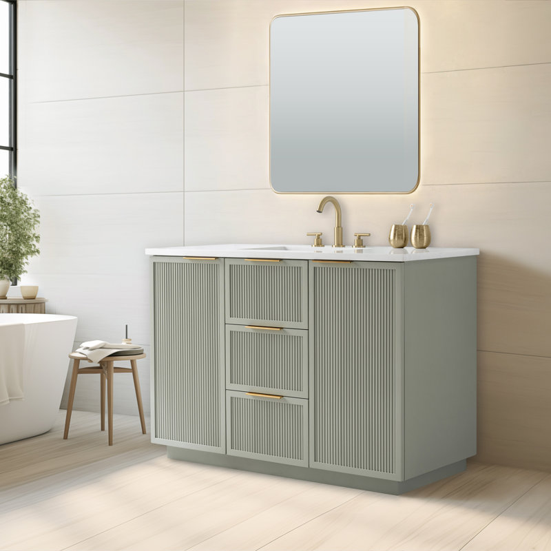 Aderyn 48" Single Vanity, Light Sage/Brushed Bronze