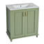  30'' Bathroom Vanity with Ceramic Sink, Freestanding Vanity Set with Hidden Drawer, Solid Wood Frame Storage Cabinet for Bathroom, Green