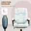 Fauteuil de bureau à 6 points de massage vibratoire avec repose-pieds blanc