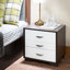 Table d'appoint rectangulaire blanche et noire, 3 commodes, 15,52 po Compartiment de nuit profond et profond en bois-2065795500