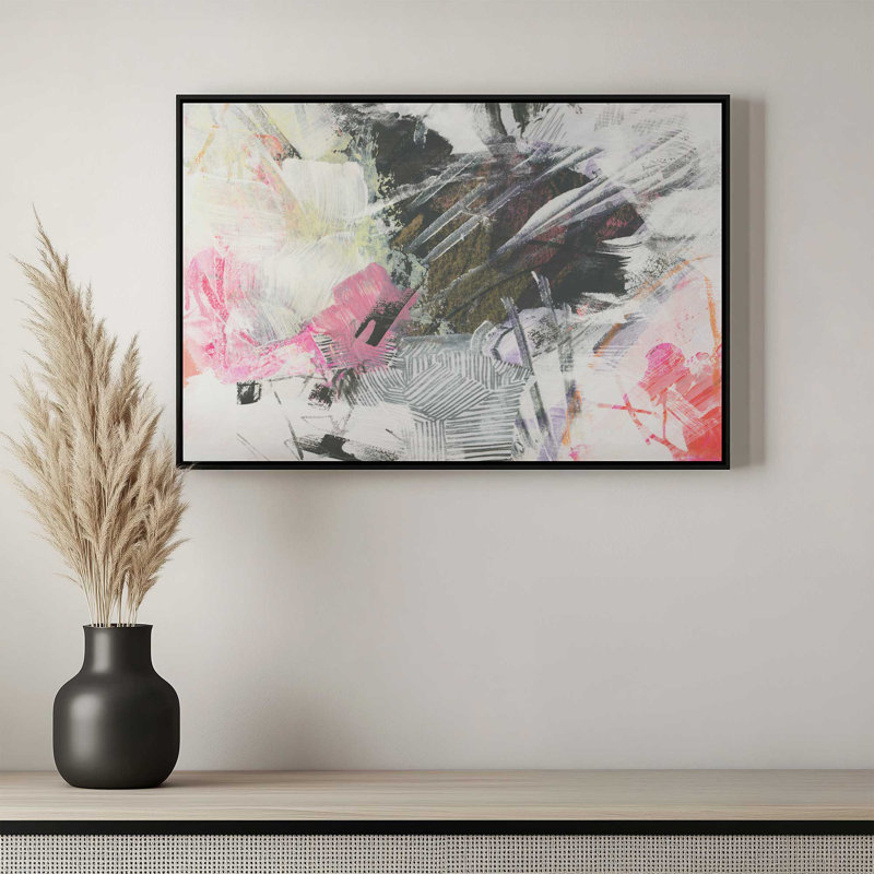 «Rouge à lèvres et gris anthracite I» par June Erica Vess, reproduction d'art sur toile, H 12 po x l 16 po, Blanc