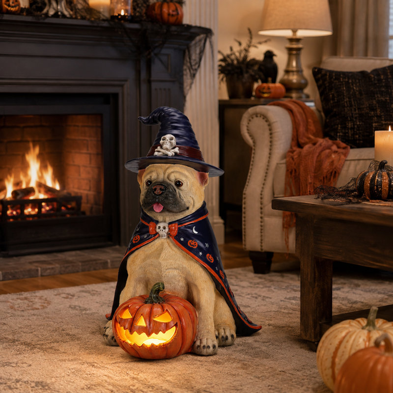 Statue de bouledogue français d'Halloween