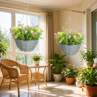 Set of 2 artificial hanging cosmos flowers