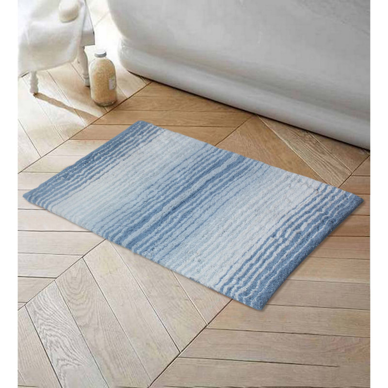 Griffie Plush 100 % Cotton Bath Rug, Single - 17" L x 24" W, Blue