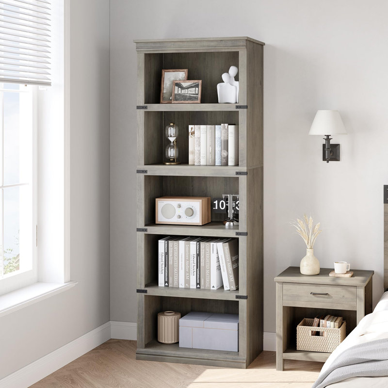 Cupar Bookcase, 67.4" H x 31.4" W x 12.7" D, Gray
