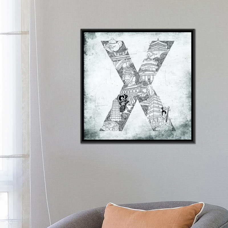 Lettre «Xian», H 26 po x l 26 po x P 1,5 po, Toile tendue, Non mat