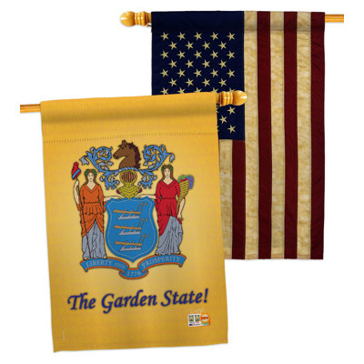Drapeau de maison en polyester à 3 côtés 3 pi 3 po x 2 pi New Jersey