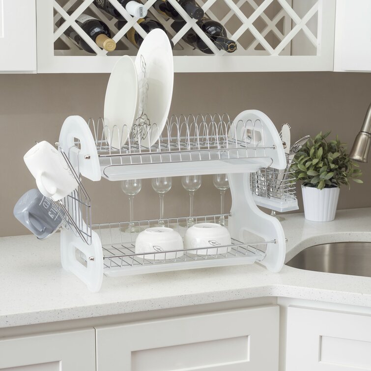 Maureen Acrylic 2 Tier Dish Rack Symple Stuff Color: White