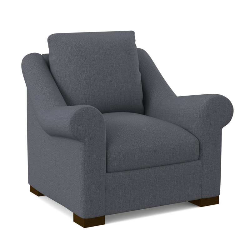Canyon Upholstered Armchair, American Walnut, Elise Harbor 100% Polyester