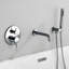 Robinet de baignoire romaine à fixation murale à poignée simple 7,3 po en laiton massif avec douche à main-100234079