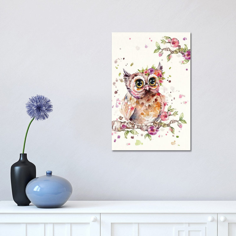 Sweet Owl 1 Piece Wrapped Canvas Painting, 45.72cm H x 30.48cm W x 1.91cm D
