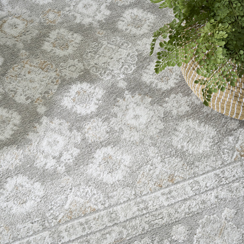 Leuchte 7'10" x 9'10" Grey Vintage Indoor Rug, Rectangle 7'10" x 9'10"