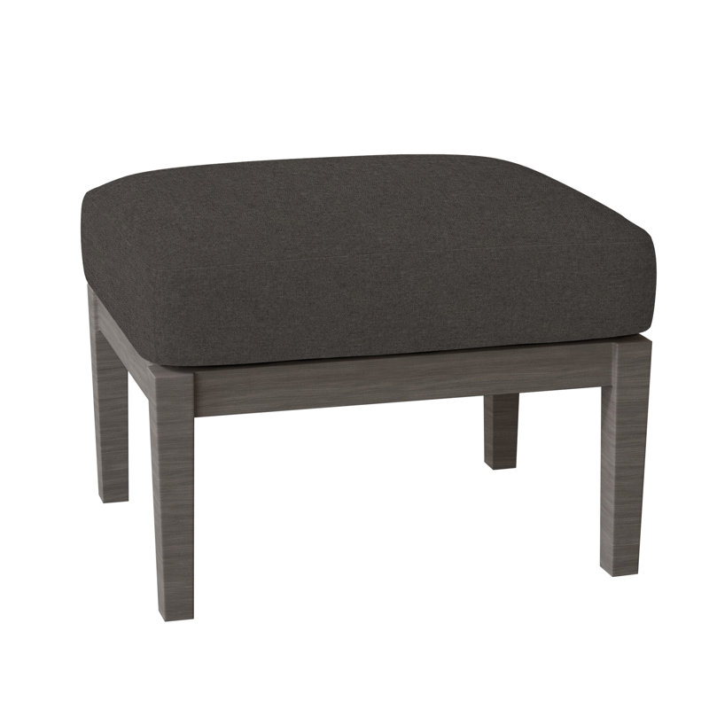 Lattice Outdoor Ottoman with Cushion, No Welt, Verona Fossil