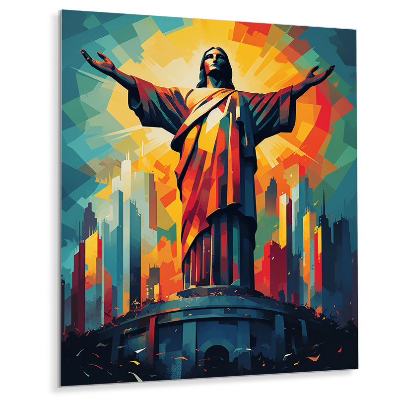 Pop Christ le Rédempteur Rio De Janeiro II - Christianisme, art mural en métal, H 20 po x l 12 po x P 1 po