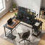 Bureau en forme de L, bureau à domicile de 53,9 po avec tablettes de rangement, bureau de jeu en forme de L-635805374