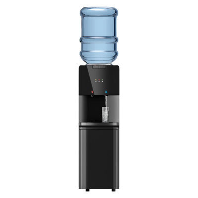 Gunji Top Loading Double Temperature Water Dispenser For 3 Or 5 Gallon Bottles, Safety Lock, Detachable Water Tray, Stylish Black