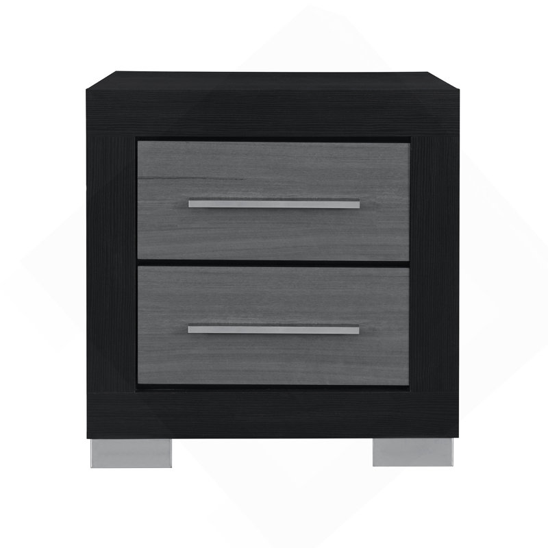 Table de chevet Elsa noir et gris, Black/Grey