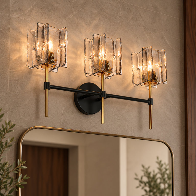 Quitman 3 - Light Dimmable Gray Glass Modern Bathroom Vanity Light ETL Certified