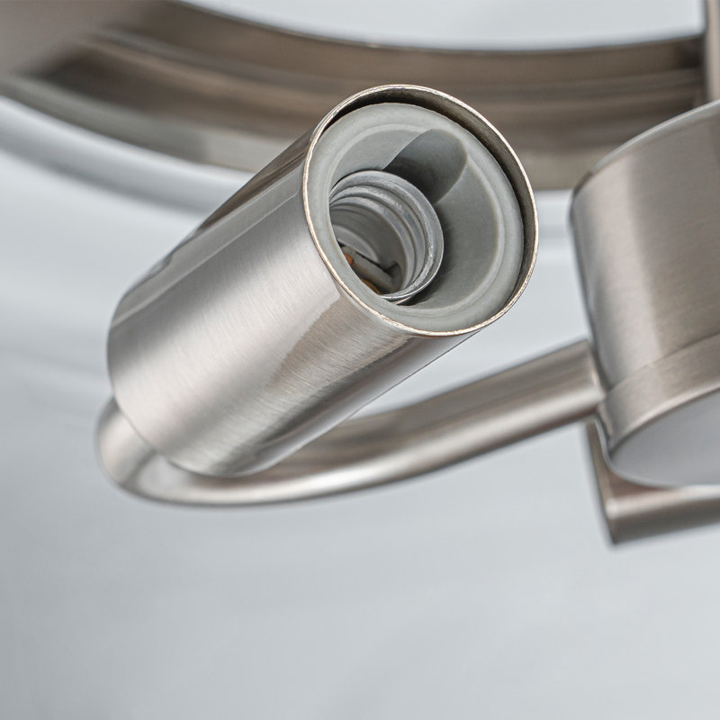Plafonnier semi-encastré Akima, Nickel brossé, Transparent, H 5,4 po x l 12 po x P 12 po