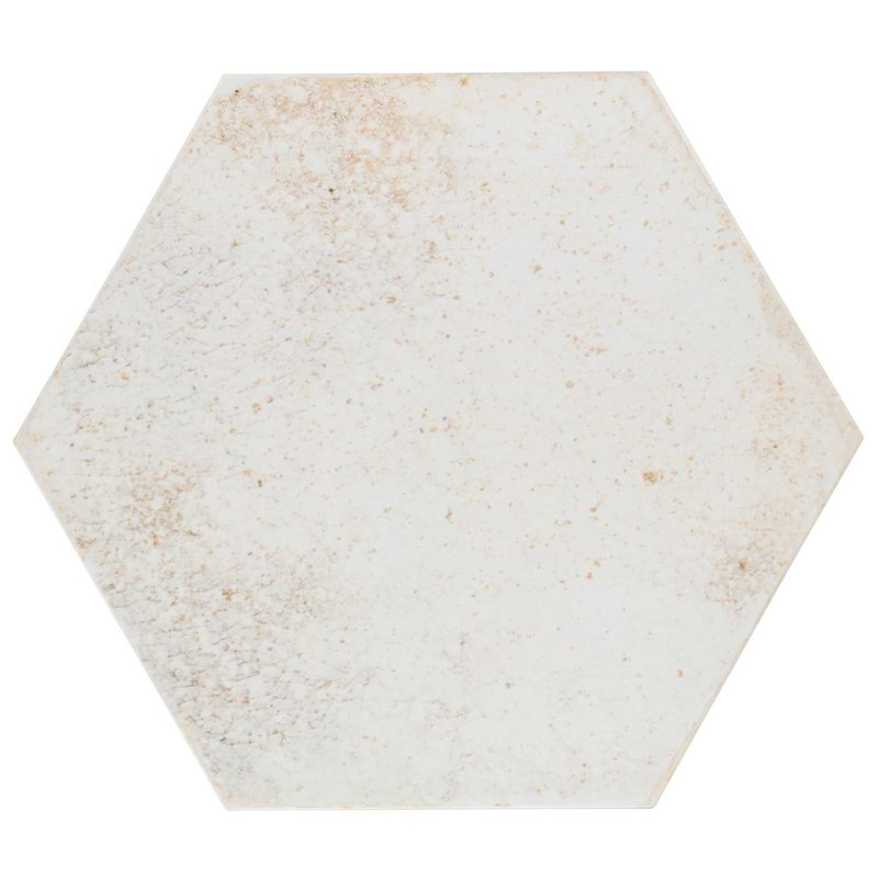 Kalay 9" Hexagon Polished Porcelain Tile, White