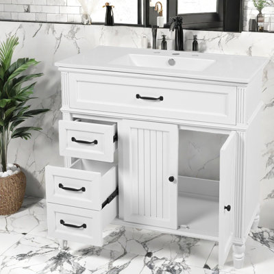 Dans les meubles-lavabos (doit inclure le meuble-lavabo et le lavabo), rangement en bois MDF blanc pour la maison
