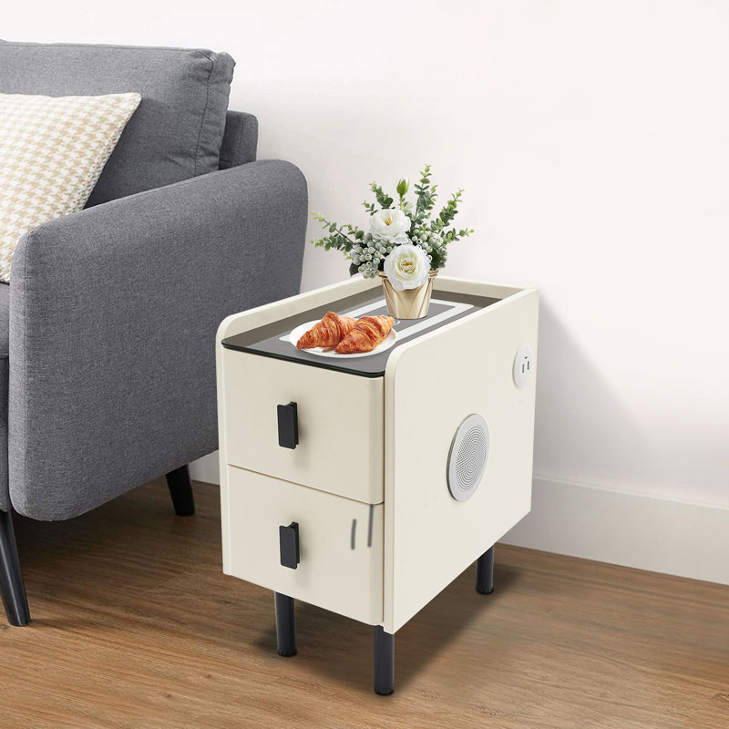Bedside Table With Light And Wireless Charging Station