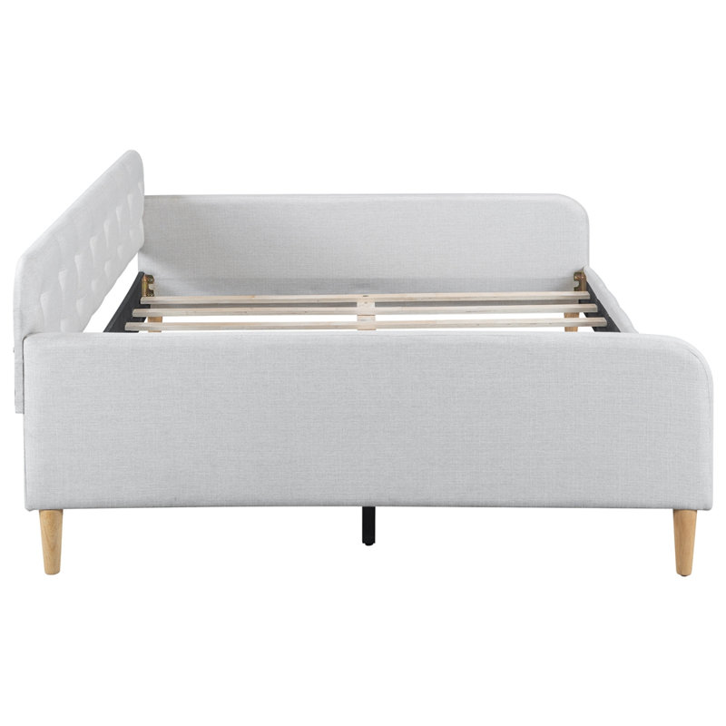 Upholstered Daybed with 4 Support Legs, Beige, Full / Double