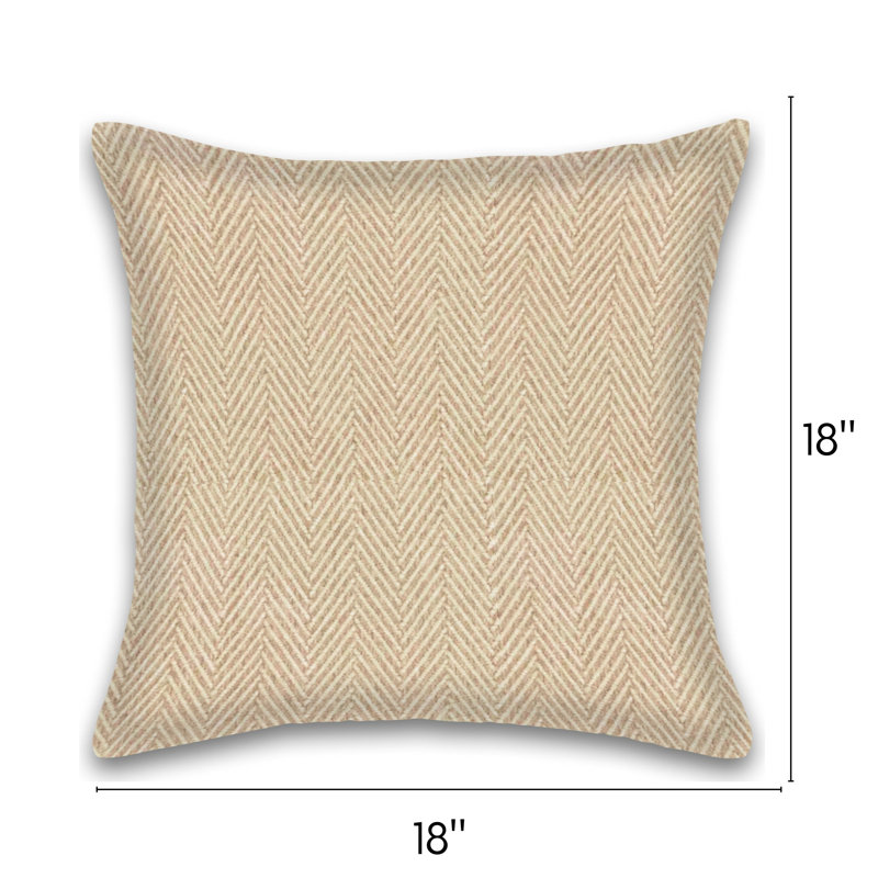Housse et coussin carré en coton à motif de chevrons, Taupe