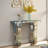 Modern Silver Mirrored Table, Rectangular Shape, Multi - Tiered Edge, Suitable For Contemporary Interiors, Structure