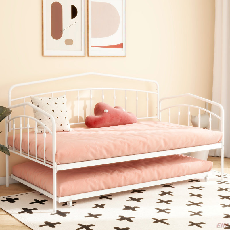 Lit de jour simple avec couchette simple, Blanc