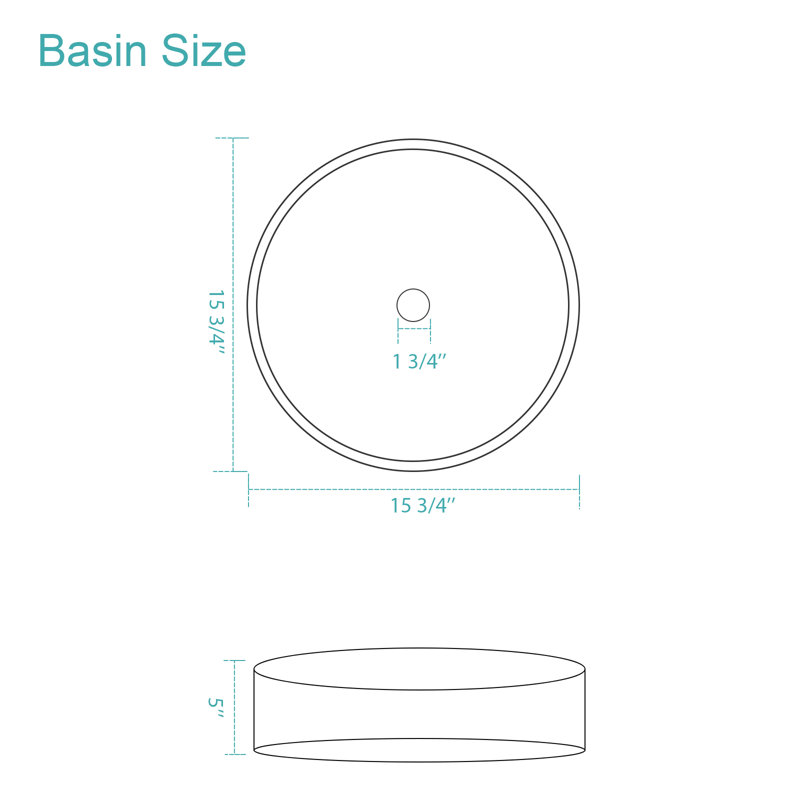 16" Round Ceramic Vessel Bathroom Sink, Modern Above-Counter Vanity Basin, No Faucet Hole, for Contemporary Bathrooms, Pink