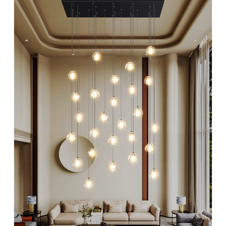 26-lights Rectangular Crystal Chandeliers Led Dimmable Light