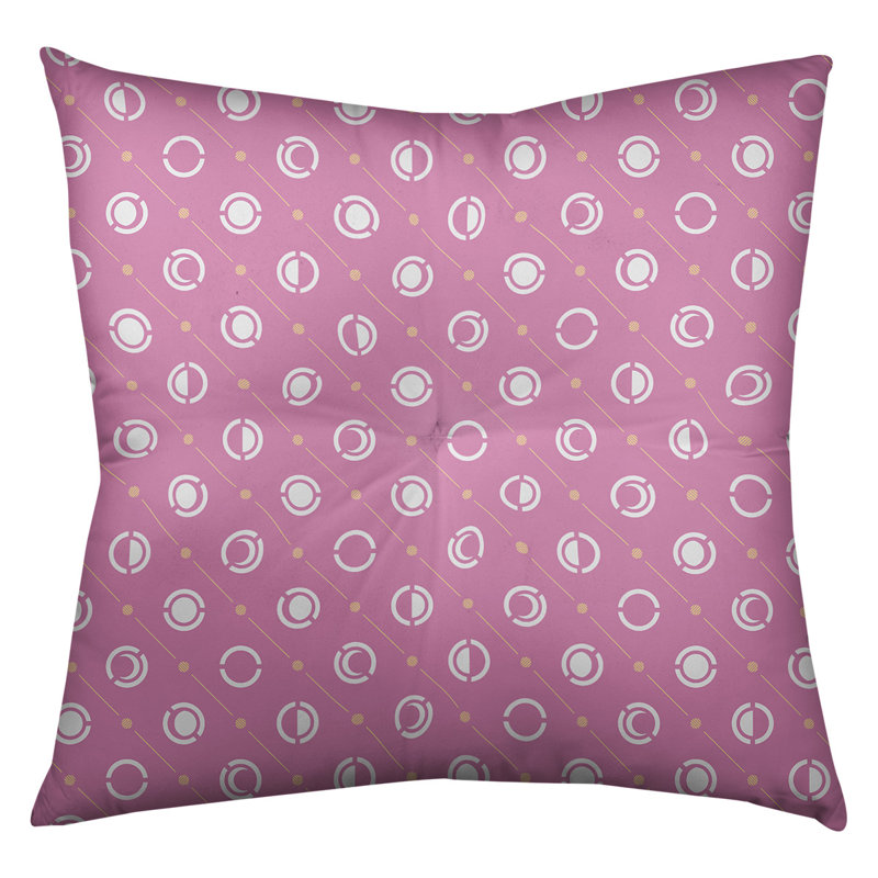 Coussin de sol à phases de lune classiques, 26 po x 26 po, Rose/blanc