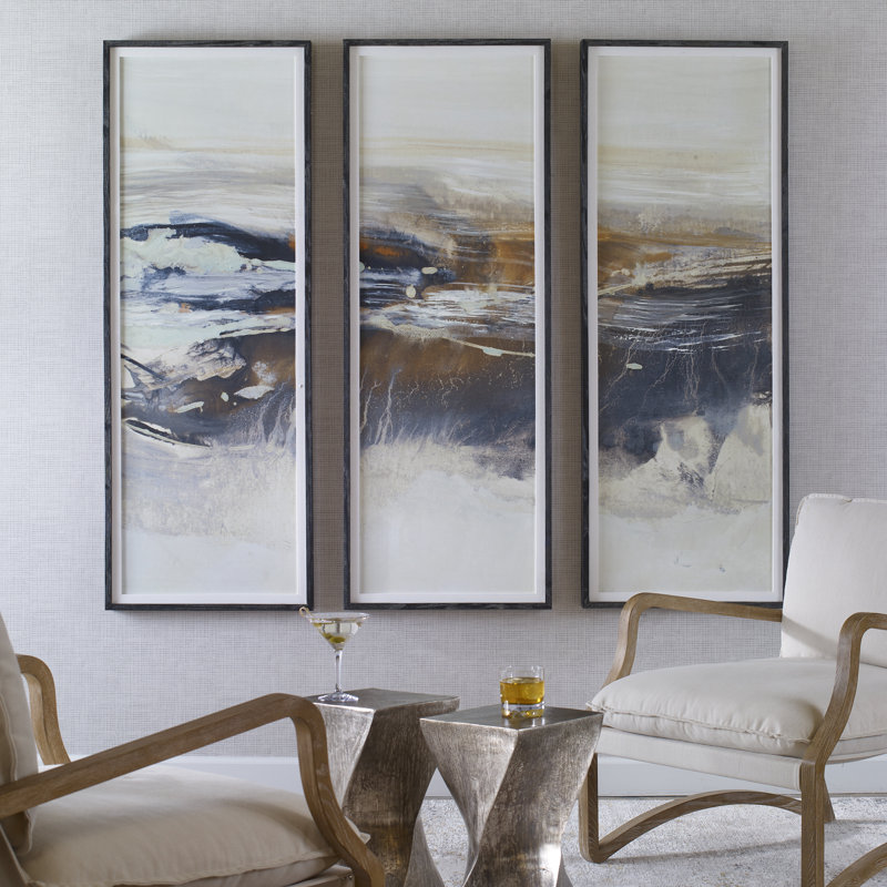 " Uttermost Graphite Horizon " by K. Nari 3 - Pieces Painting Print