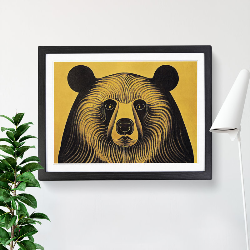 XH1022-8997X The Splendorous Bear Abstract - Single Picture Frame Print, Black Framed, 34cm H x 46cm W x 2cm D