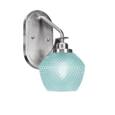 Scituate Wall Sconce Shown In Brushed Nickel, 6" Turquoise Glass