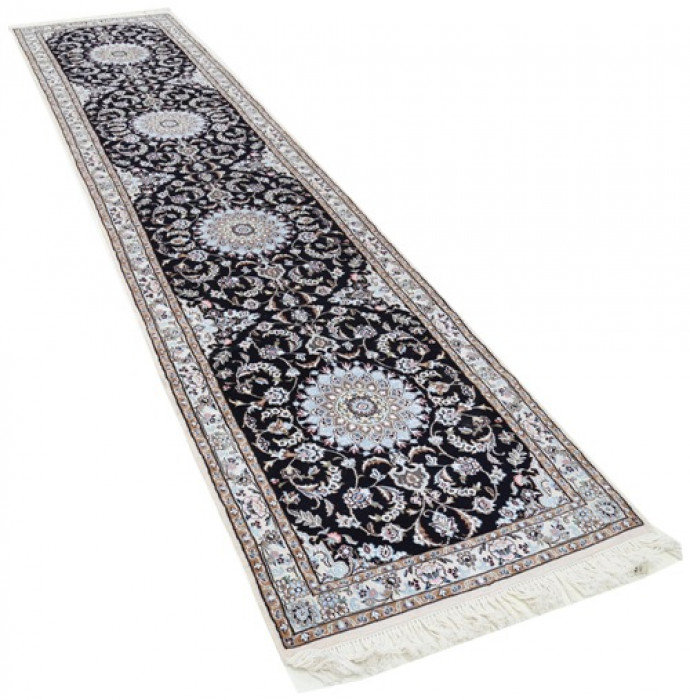 Tapis de couloir unique en laine et soie 2 pi 11 po x 12 pi 5 po Bijender