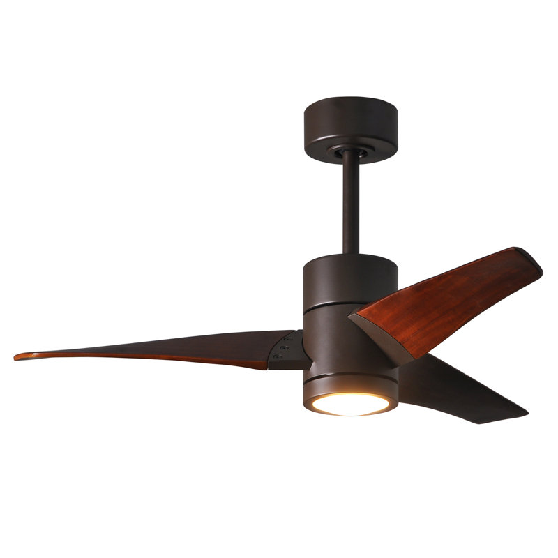 Ceiling Fan with LED Lights, Textured Bronze, Walnut Tone, 42"