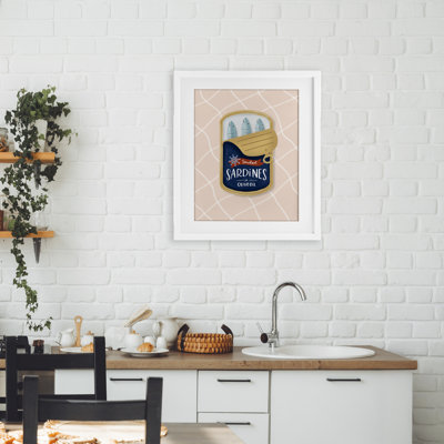 Nautique sardines, impression sous verre encadrée, design par Sandra Picco